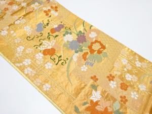 色紙に草花・古典柄織り出し袋帯